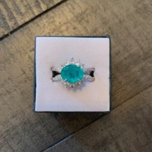Bomb Party Ring Lab Created Brazilian Emerald Fused Ring Size 9 Brand New in Box